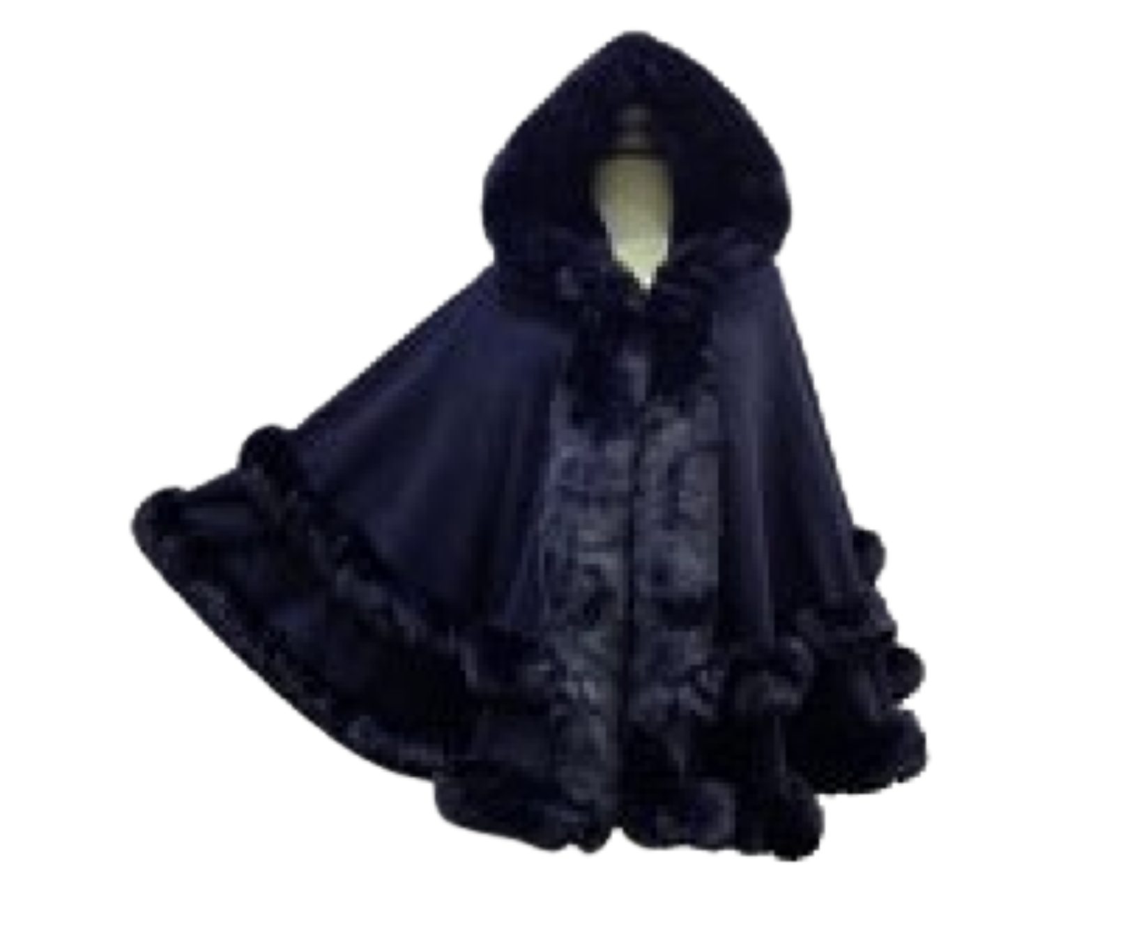 Elegant Faux Fur Trim Knit Poncho Ruana