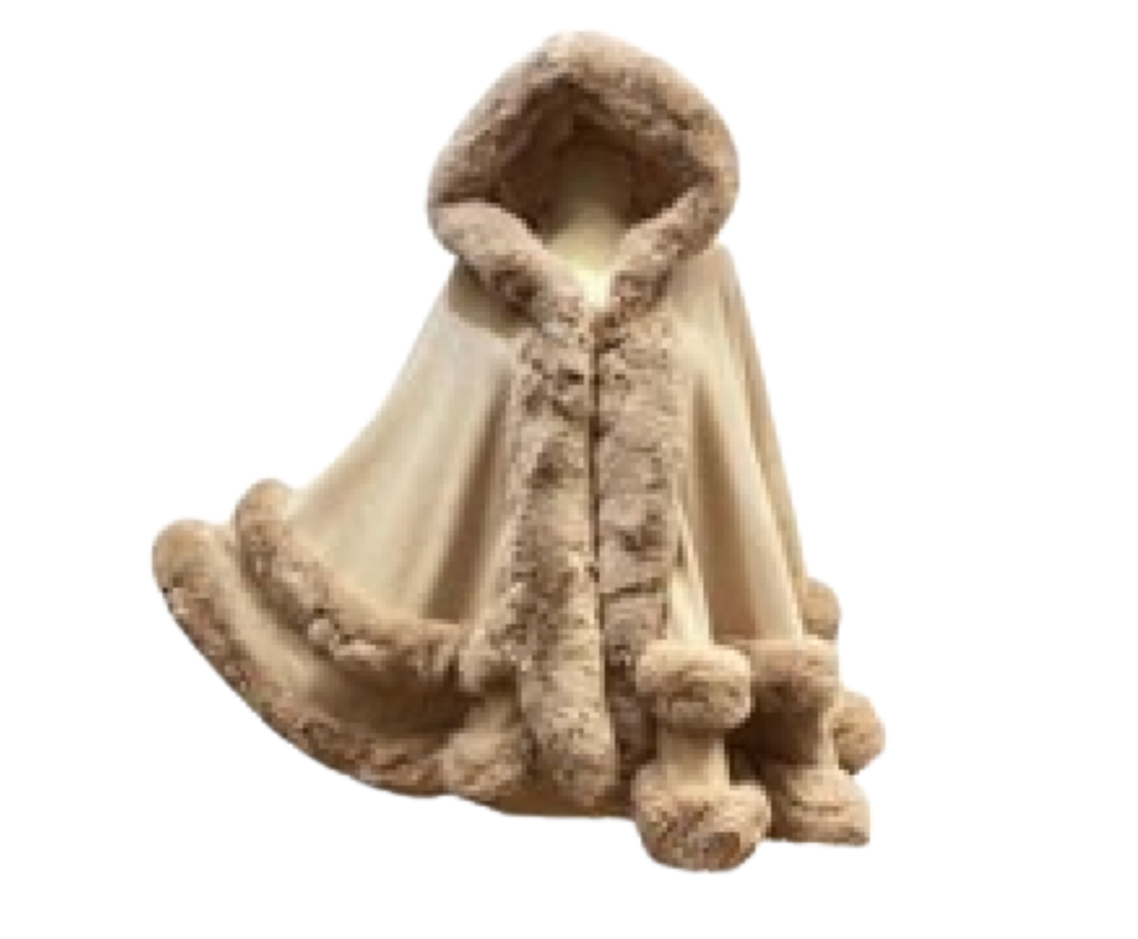 Elegant Faux Fur Trim Knit Poncho Ruana