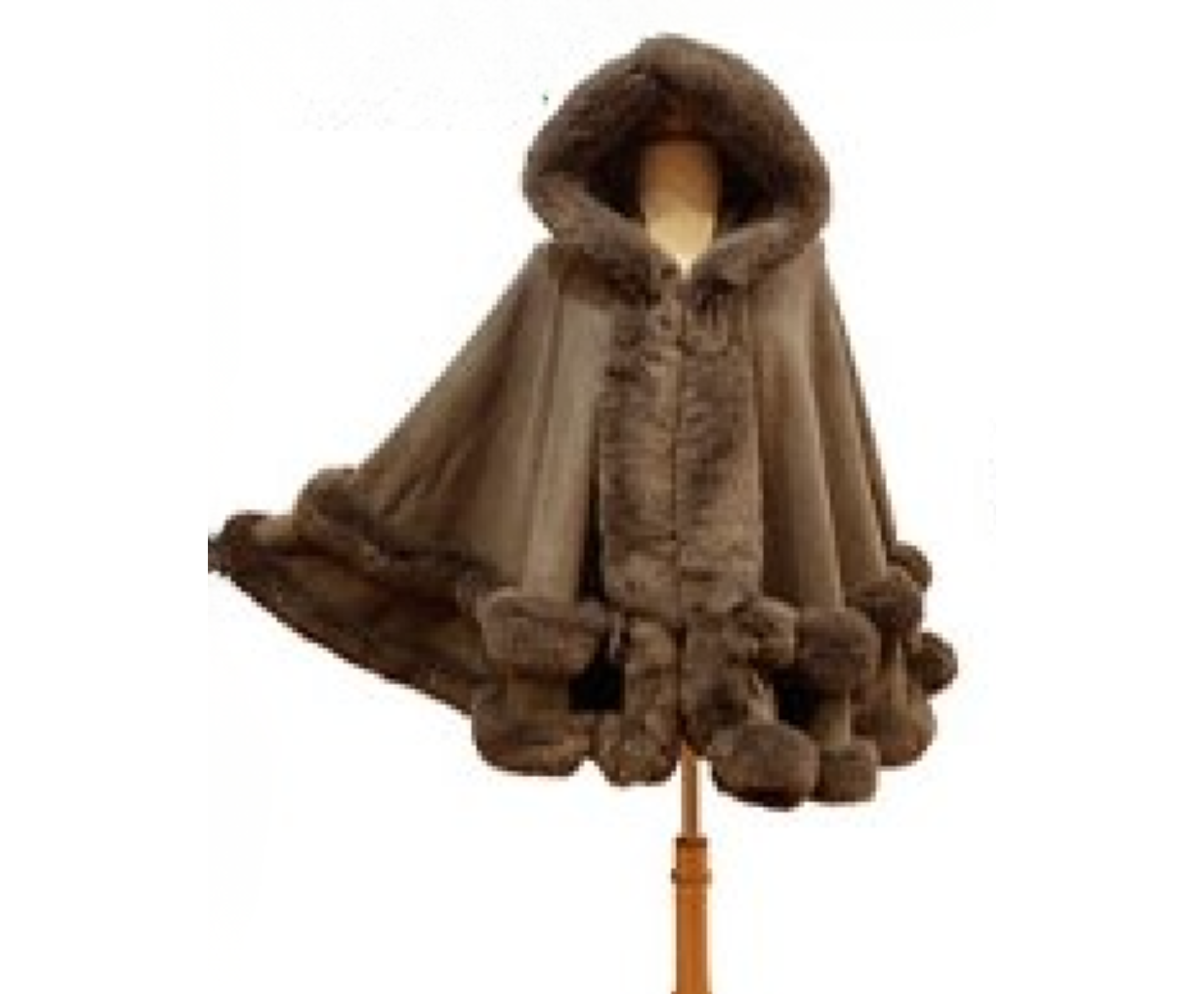Elegant Faux Fur Trim Knit Poncho Ruana