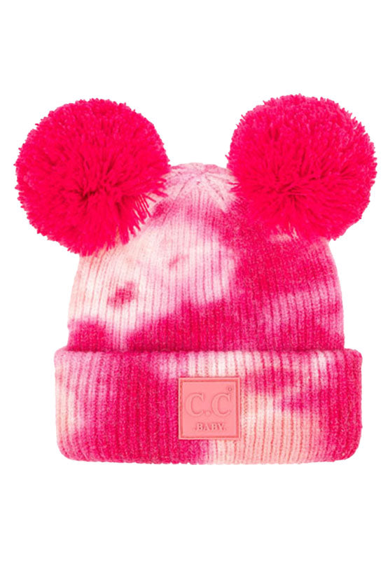 C.C Tie Dye Baby Beanie C.C Rubber Patch Double Yarn Pom