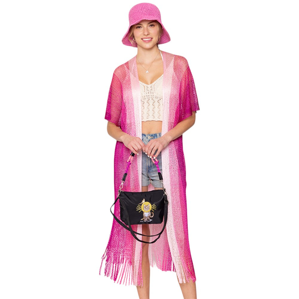 Two Tone Lurex Kimono Poncho