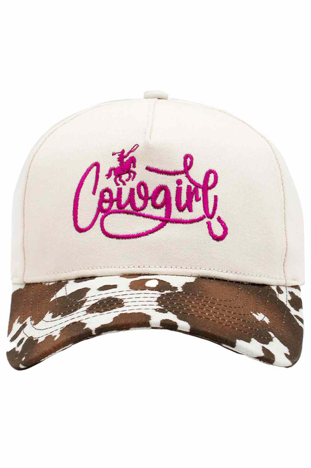 COW GIRL Embroidered Letter with Cow Pattern Baseball Cap