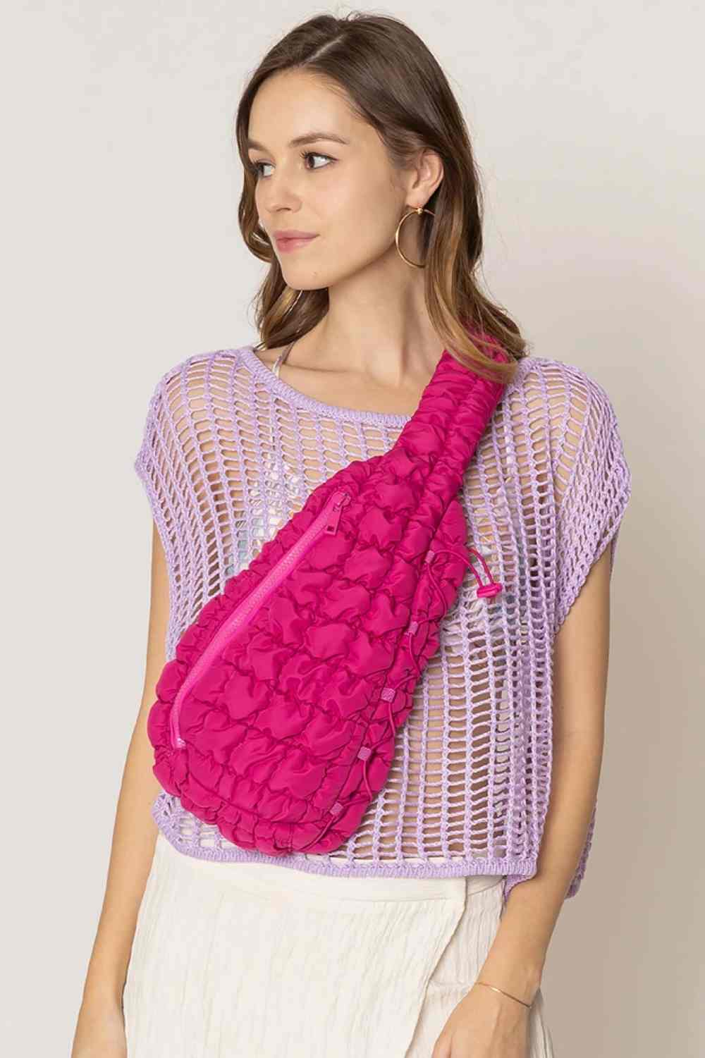 Solid Quilted Sling Bag