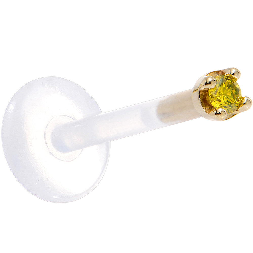 Solid 14K Yellow Gold 1.5mm Genuine Yellow Diamond Bioplast Push in Monroe
