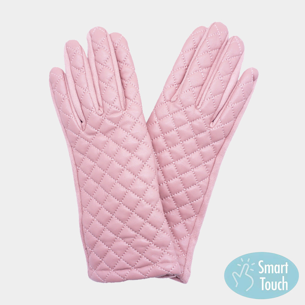 Faux Leather Quilted Smart Touch Gloves