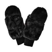 Solid Faux Fur Open Up Mitten Gloves