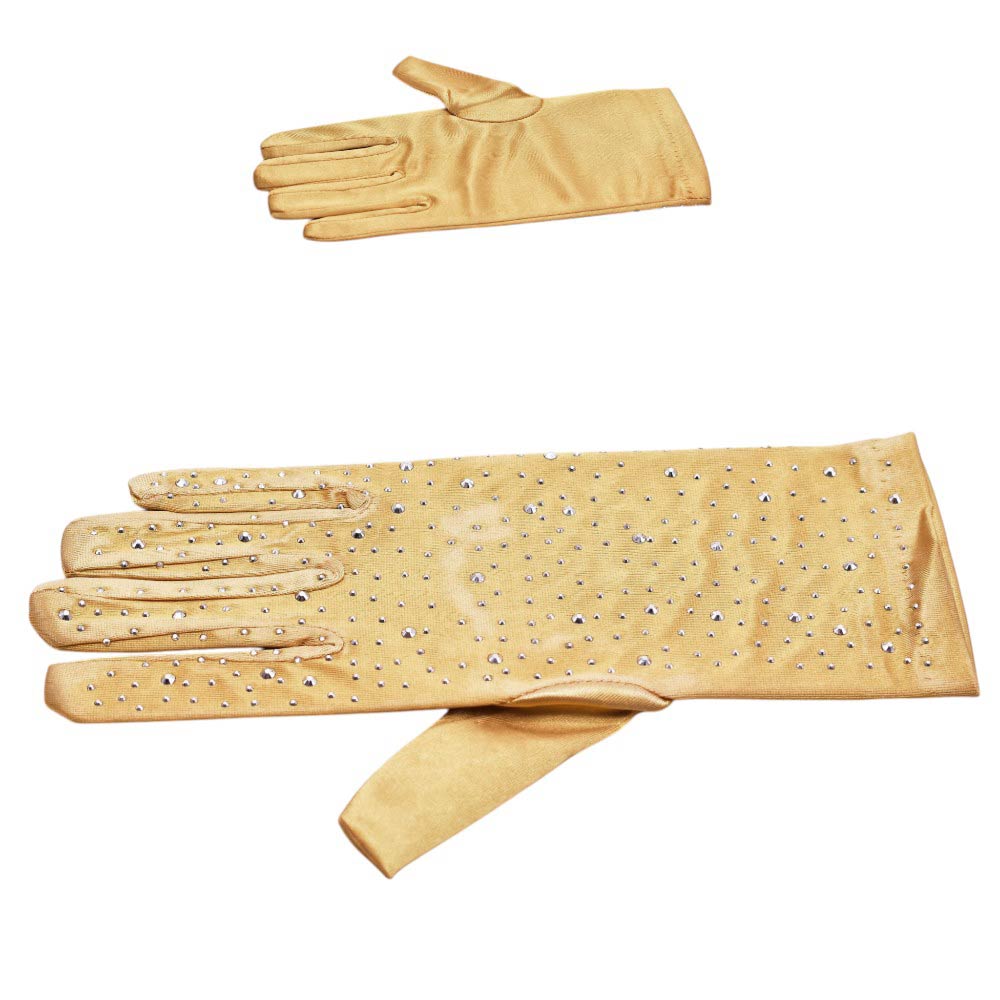 Stone Embellished Dressy Satin Wedding Gloves