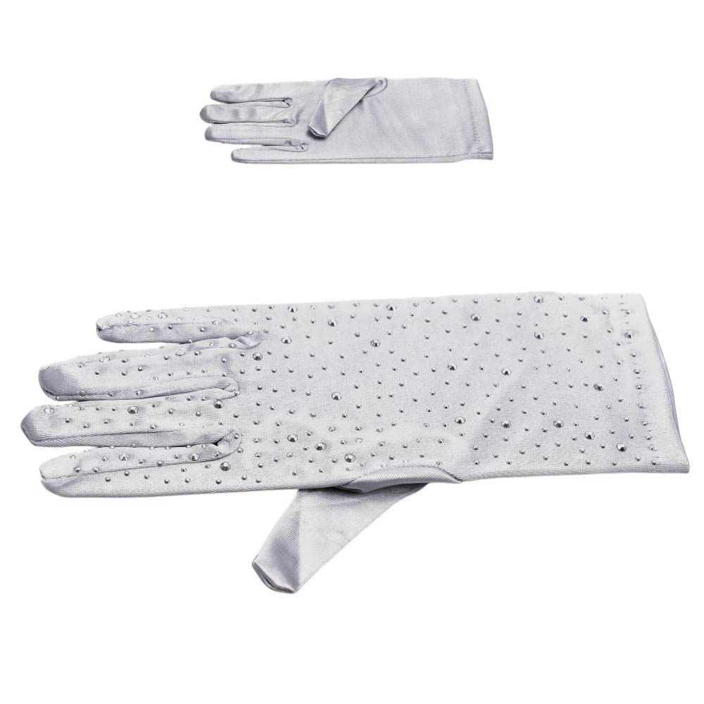 Stone Embellished Dressy Satin Wedding Gloves