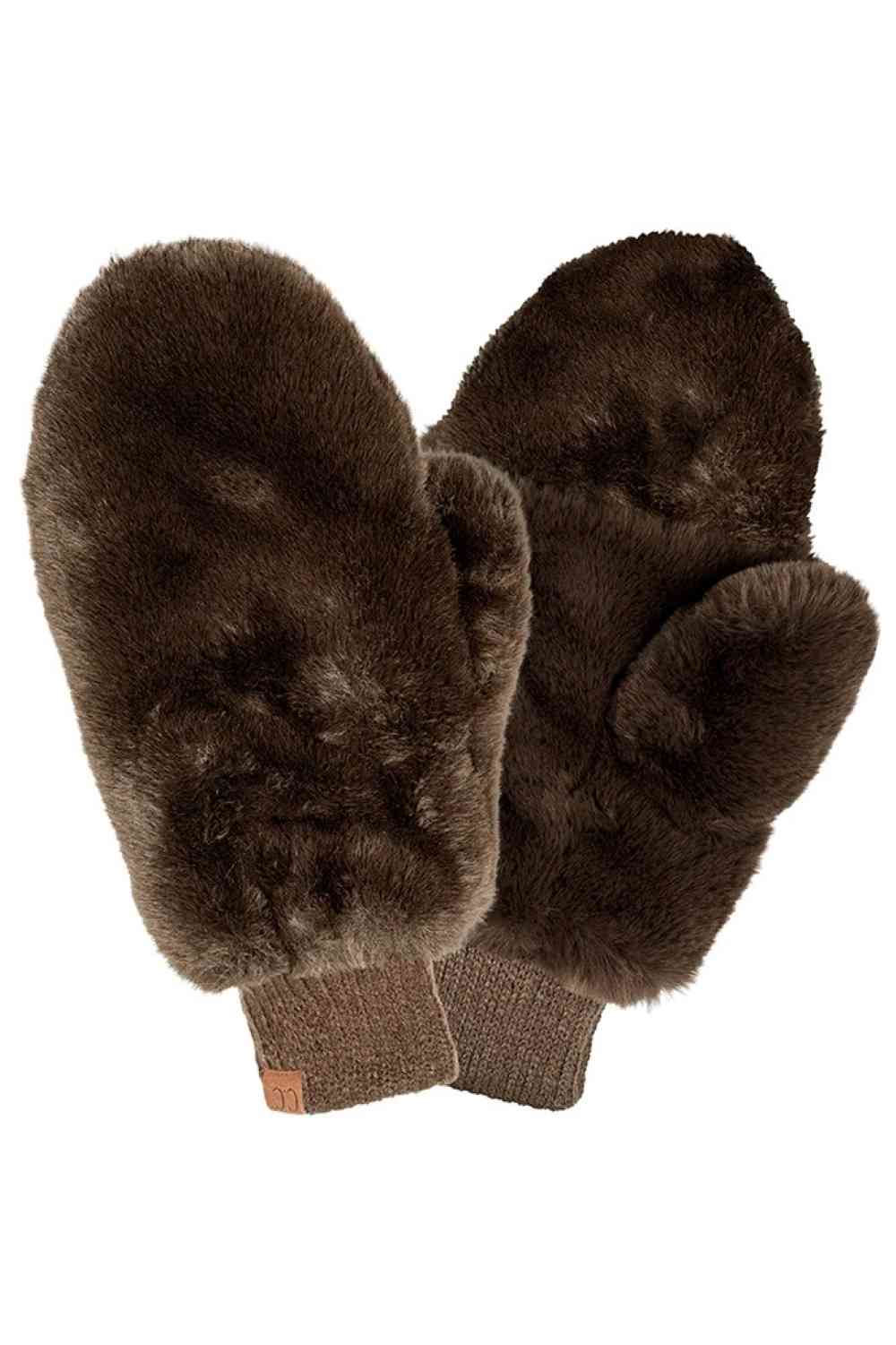 C.C Women's Faux Fur Pop Top Mittens Gloves Shepherd Lining