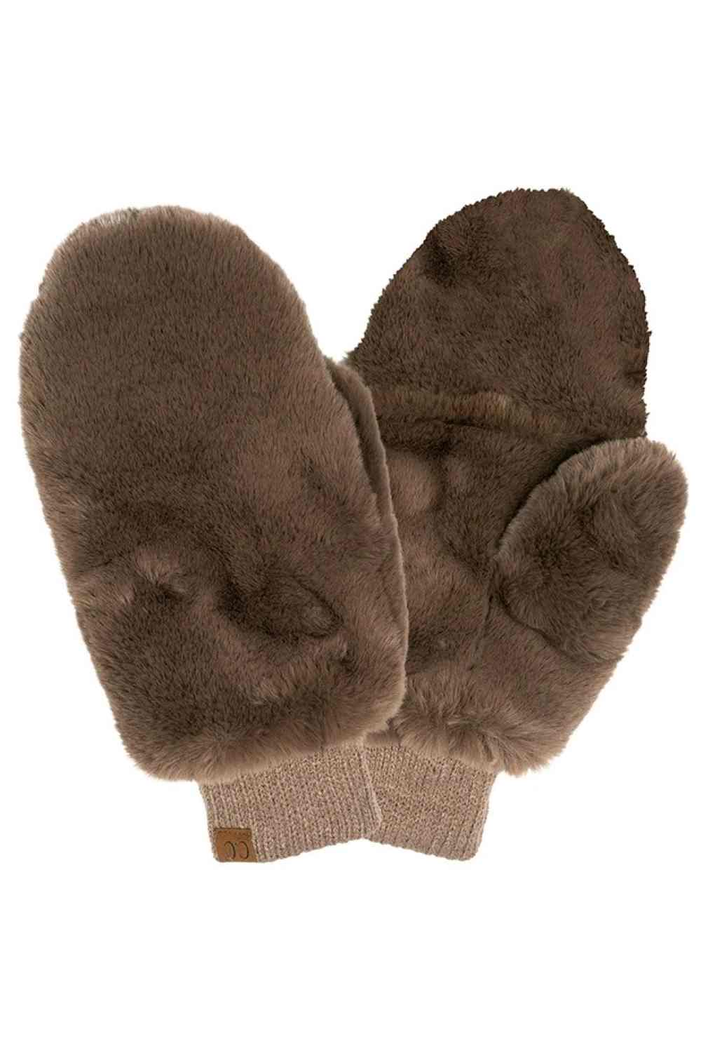 C.C Women's Faux Fur Pop Top Mittens Gloves Shepherd Lining