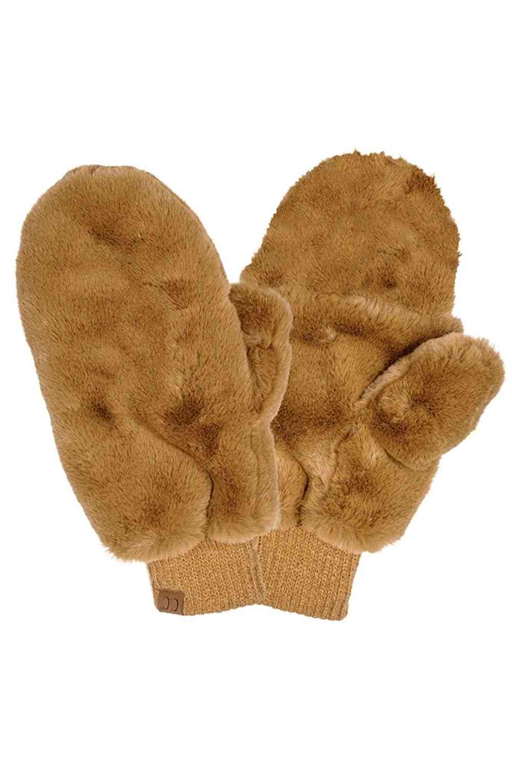 C.C Women's Faux Fur Pop Top Mittens Gloves Shepherd Lining