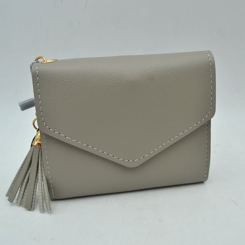 Envelope Flap Compact Wallet with Tassel Charm