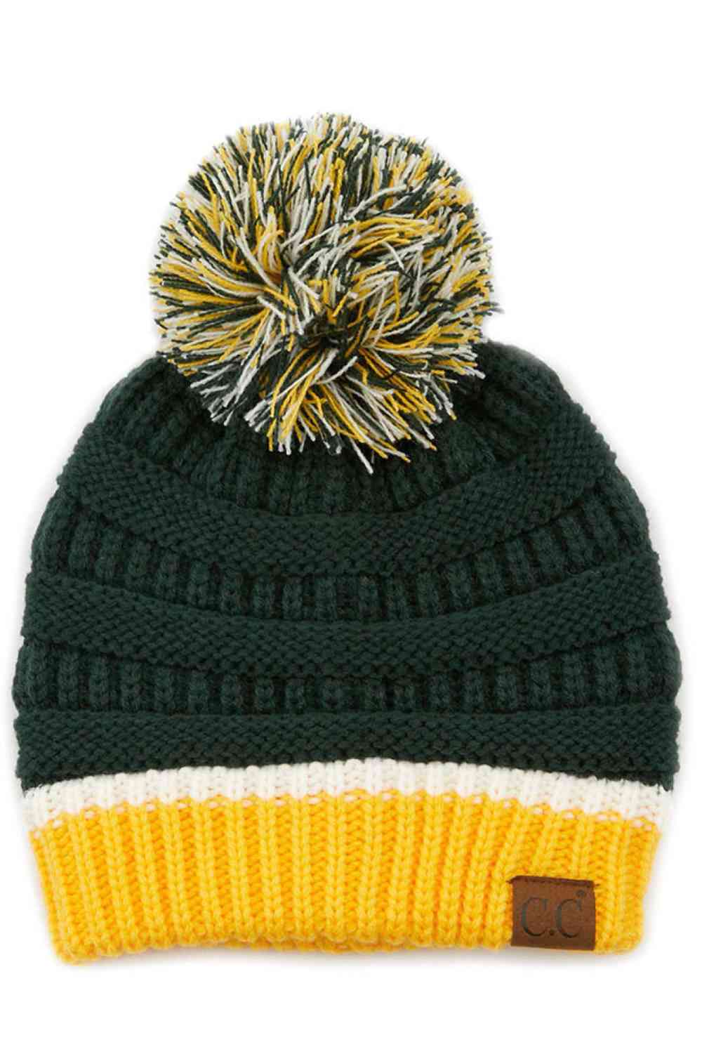 C.C Teal Color Ribbed Beanie With Pom