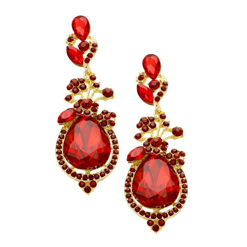 Victorian Glass Crystal Teardrop Vine Earrings
