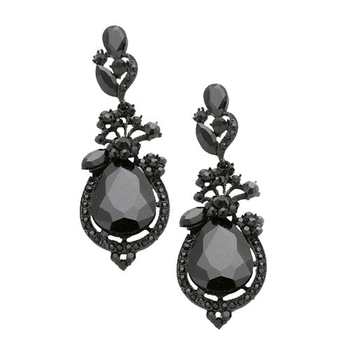 Victorian Glass Crystal Teardrop Vine Earrings