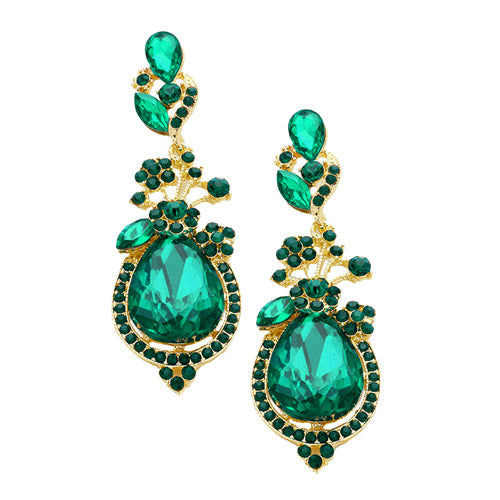 Victorian Glass Crystal Teardrop Vine Earrings