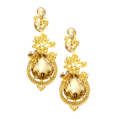 Victorian Glass Crystal Teardrop Vine Earrings