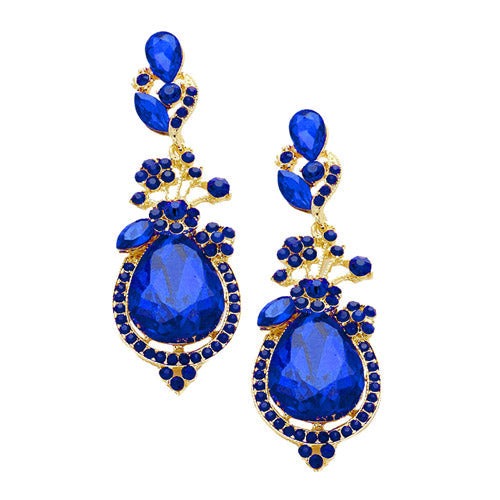 Victorian Glass Crystal Teardrop Vine Earrings