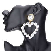 Bubble Stone Cluster Open Heart Dangle Earrings