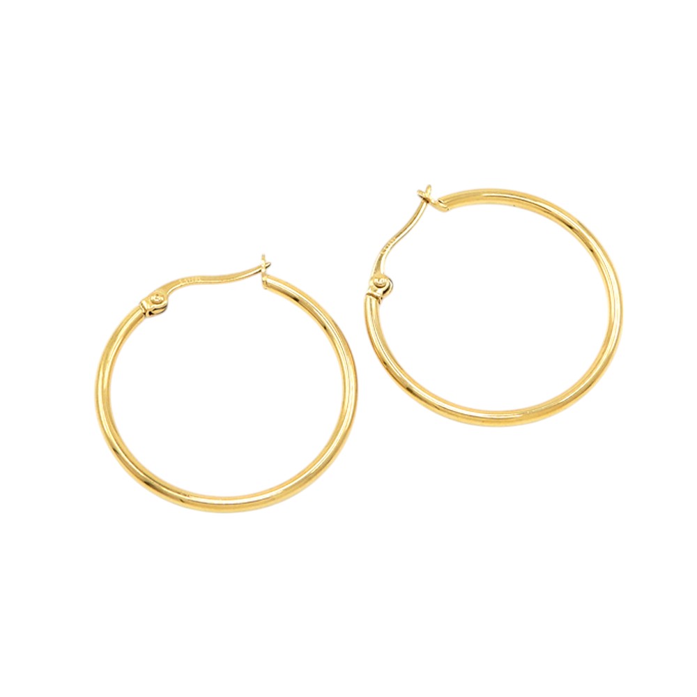 18K Gold Dipped Stainless Steel 1.5 Inch Hoop Pin Catch Earrings