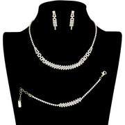 3PCS Rhinestone Crystal Pave Necklace Jewelry Set
