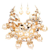 Chunky Chain Pearl Bib Necklace