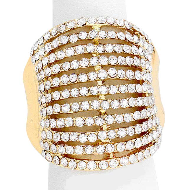 Wide Rhinestone Stretch Ring