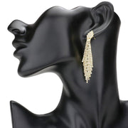 Crystal Rhinestone Pave Fringe Evening Earrings