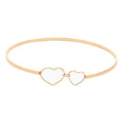 Double Open Metal Heart Link Bangle Bracelet