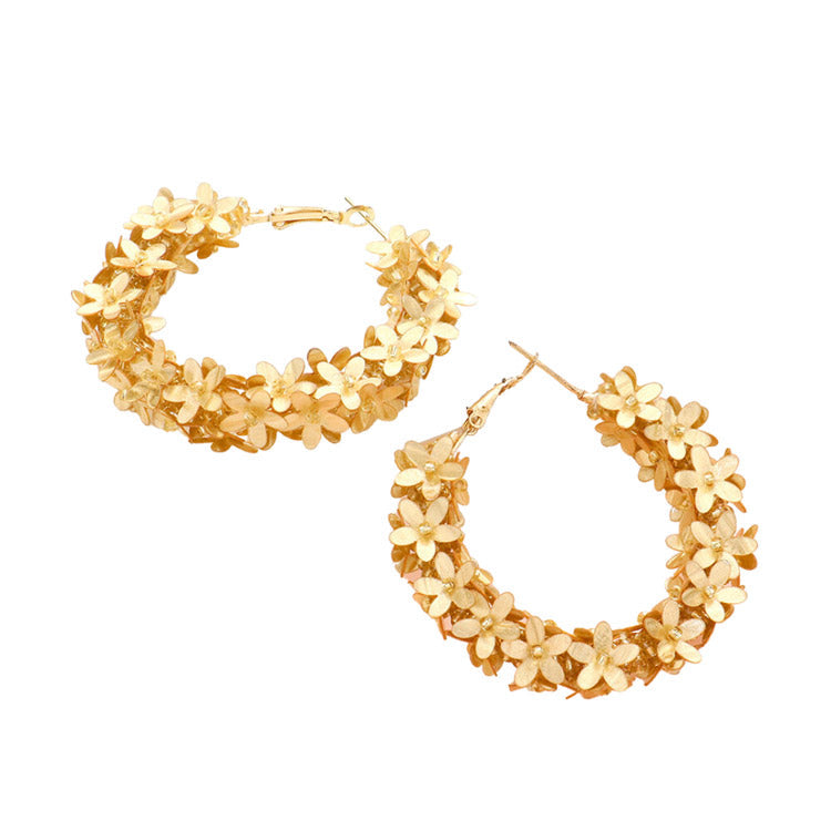 Flower Cluster Hoop Earrings
