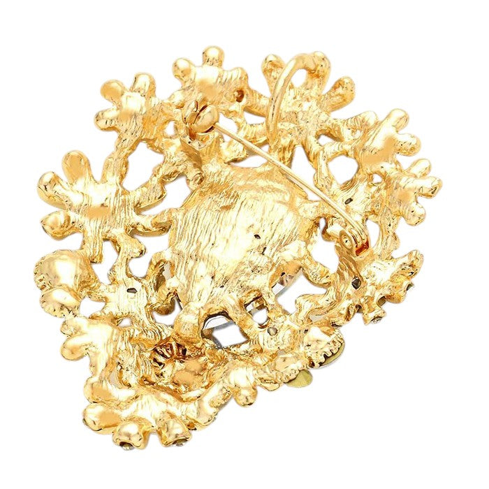 Glass Crystal Flower Cluster Brooch
