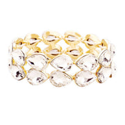 Women's Glass Crystal Teardrop Stretch Evening Bracelet