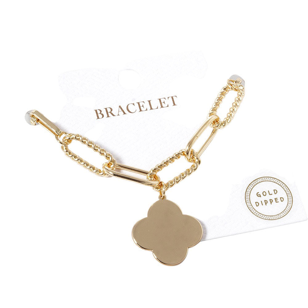 Gold Dipped Quatrefoil Charm Bracelet