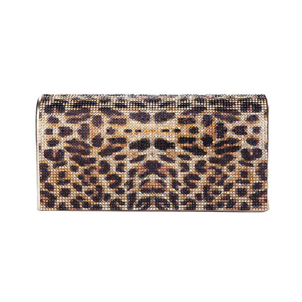 Leopard Patterned Bling Evening Clutch Crossbody Bag