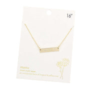 Mama Message Metal Rectangle Pendant Necklace