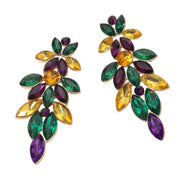 Mardi Gras Marquise Stone Cluster Embellished Cascading Drop Evening Earrings