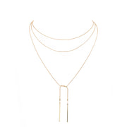 Metal Bar Dangle Tip Layered Necklace