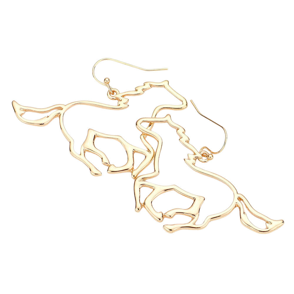 Metal Cut Out Horse Dangle Earrings
