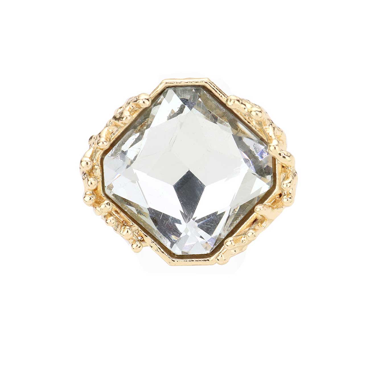 Metal Twig Detailed Stone Stretch Ring