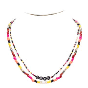 Multi Color Bead Statement Love Layered Necklace