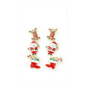 Colourful 3PCS Christmas Theme Enamel Stud Earrings