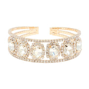 Oval Stone Accented Cuff Evening Bracelet