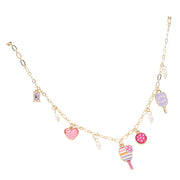 Lets Play Message Enamel Pickleball Pearl Charm Station Necklace