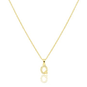 Q Stainless Steel CZ Stone Paved Monogram Pendant Necklace
