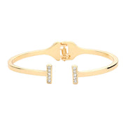 Rhinestone Embellished Metal Rectangle Cuff Bracelet