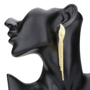 Rhinestone Pave Fringe Down Evening Earrings