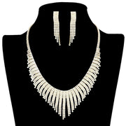 Rhinestone Pave Necklace Earring Set