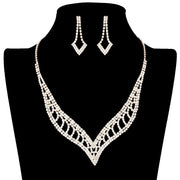 Rhinestone Paved V Shaped Jewelry Set