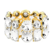 Round Emerald Cut Stone Stretch Evening Bracelet