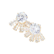 Round Stone Accented Stud Evening Earrings